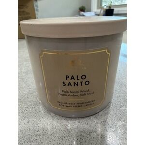 Bath & Body Works Palo Santo Wood, Warm Amber, Soft Musk Soy Wax Candle 3 Wick